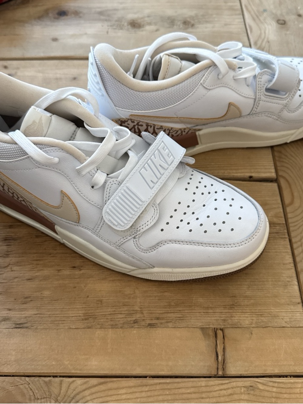 Air Jordan Legacy White and Beige Women's Athletic Sneakers Velcro